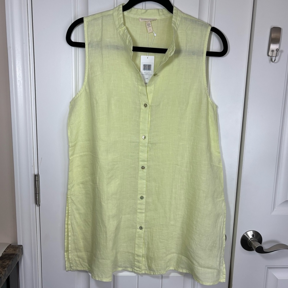 Eileen Fisher Citrus Organic Linen Tunic Top Size Small NWT
